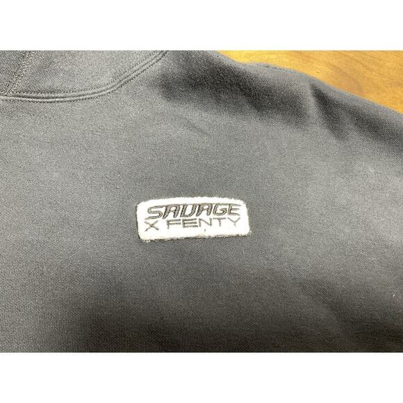 Savage X Fenty Rihanna Essential Racer Oversized Cropped Hoodie Black Large - Picture 4 of 14